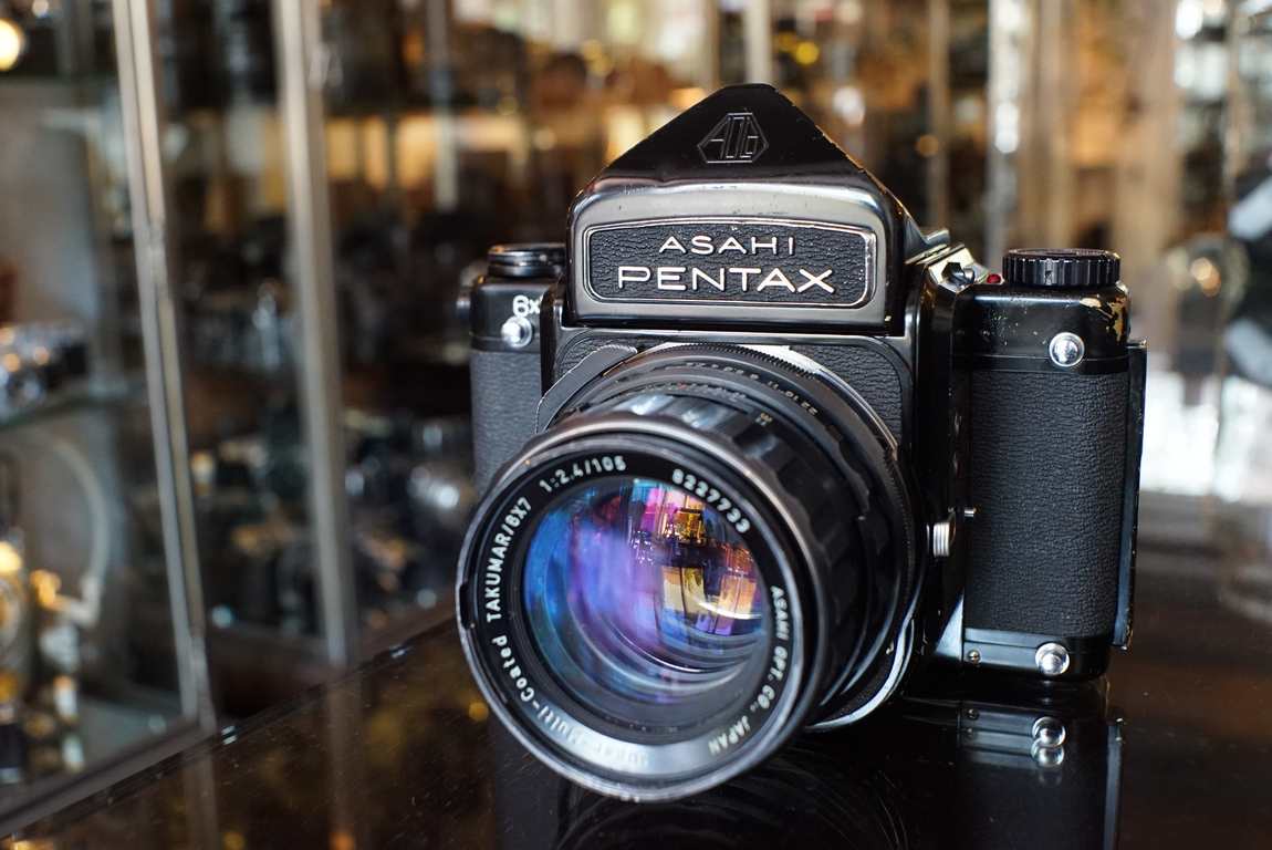 Pentax 6x7 + 105mm F/2.4 Takumar lens, freshly serviced