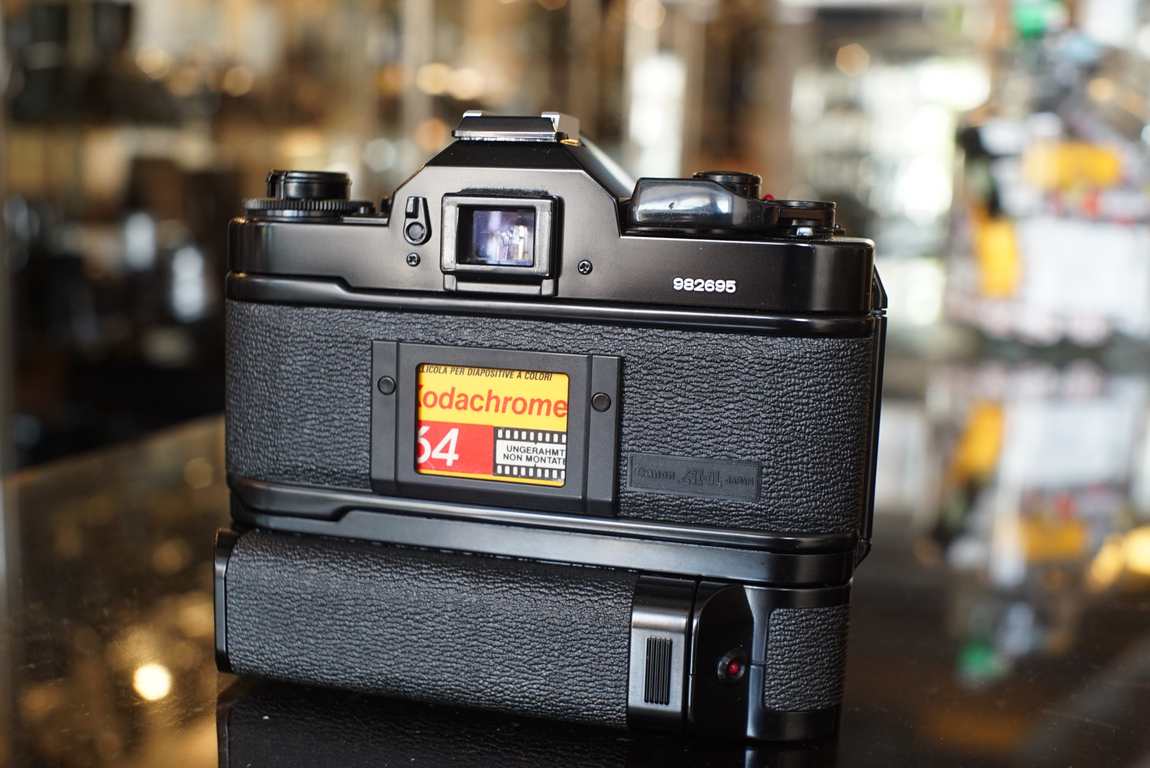 Canon A-1 w/ nFD 28mm f/2.8 and Power Winder A, serviced