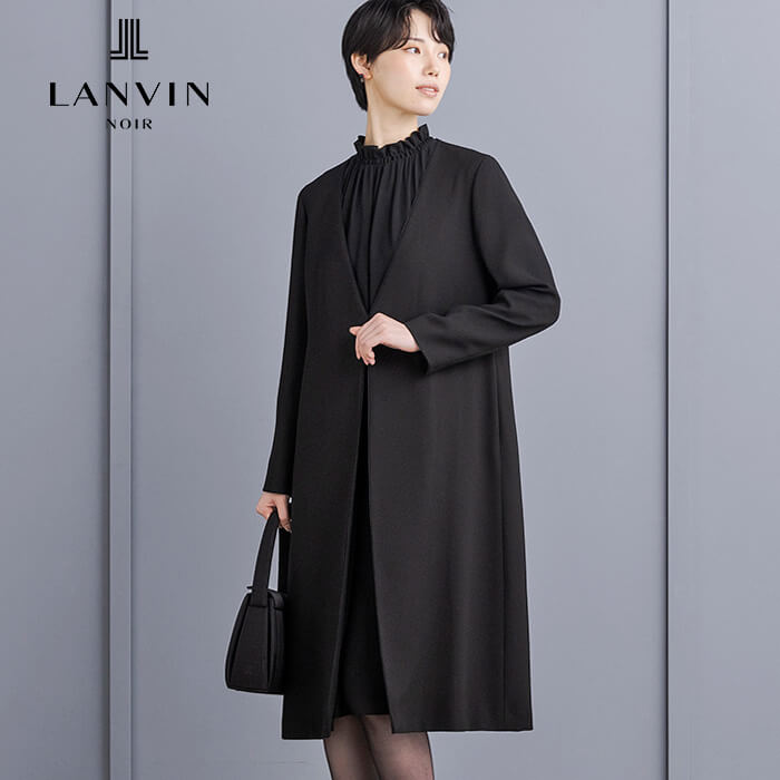 Vネックのロングジャケットアンサンブル 9号・ブラック｜東京ソワール