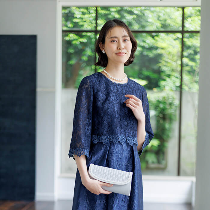 フクレジャカードのマザードレス 11号・ネイビー｜東京ソワール