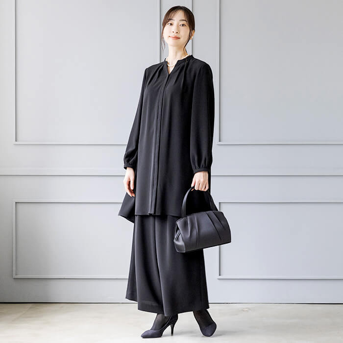 洗える｜ロング丈のスキッパーブラウス M・ブラック｜東京ソワール