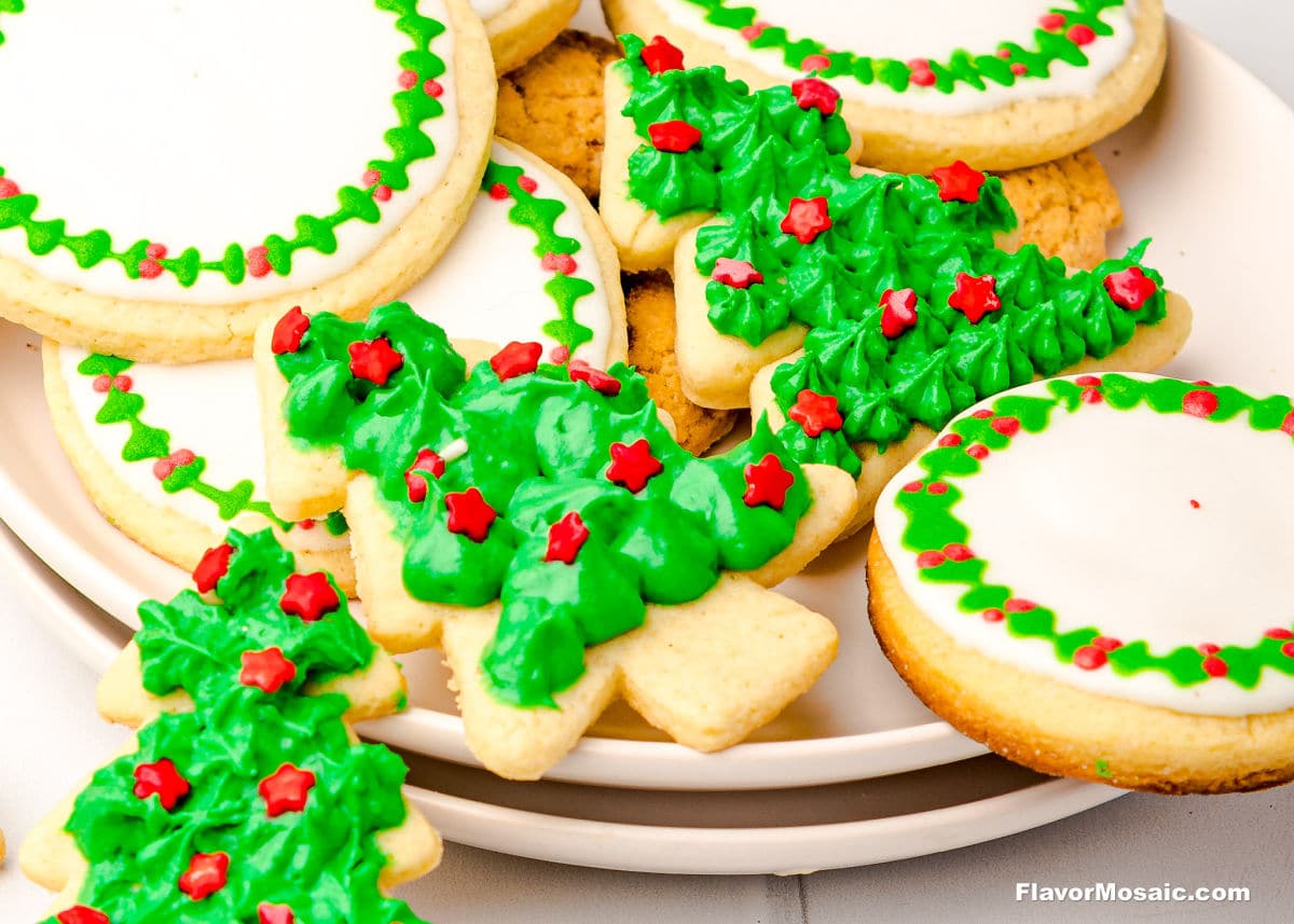 Christmas Tree Cookies (No-Spread Sugar Cookie Recipe) - Flavor Mosaic