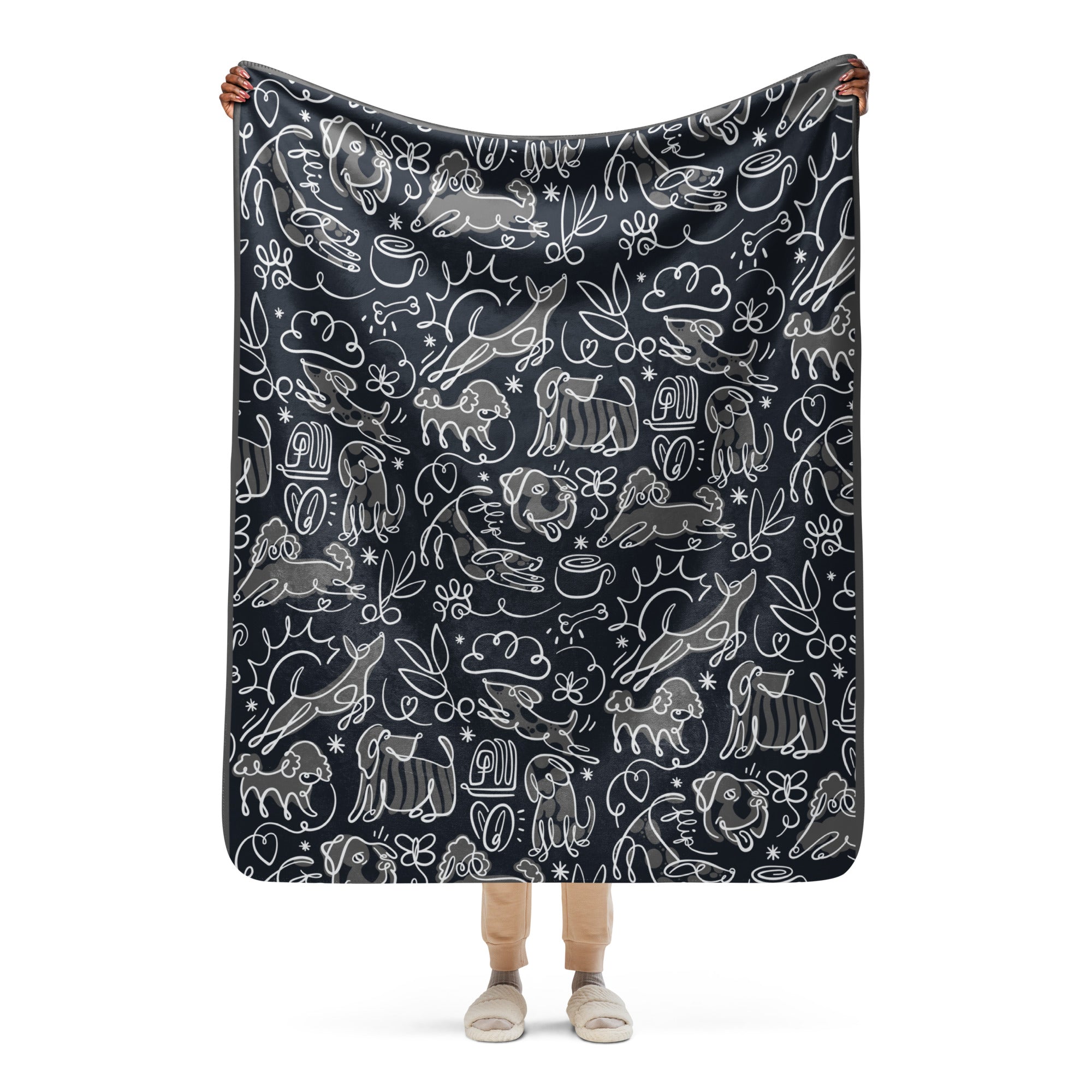Flip Coffee Sherpa Blanket Black & Gray