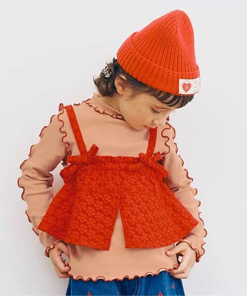 花柄ジャガードビスチェリブトップスセット（P406045）|p.premier