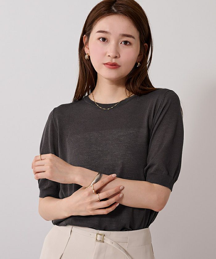 Vネックスカラップタックスリーブトップス【メール便可／60】 | ur's