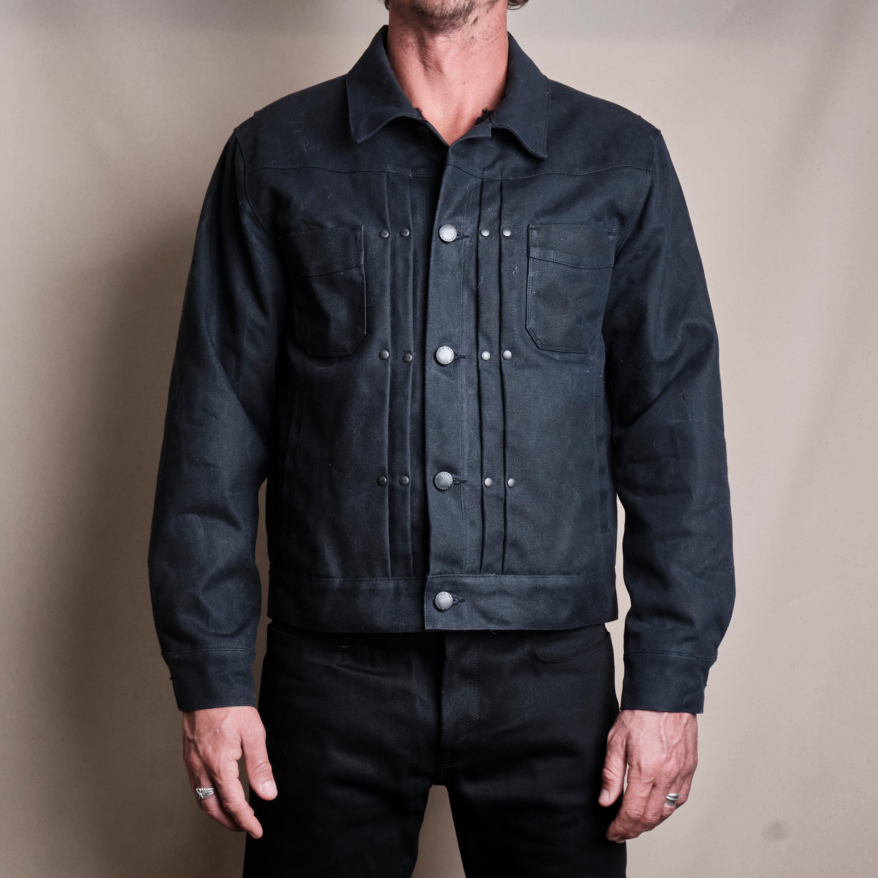 Riders Jacket Heavy Waxed Canvas | Black Alpaca