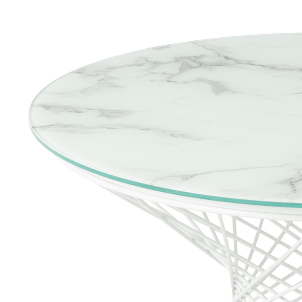 マーリア コーヒーテーブル 大理石×ホワイト（φ800） | Francfranc