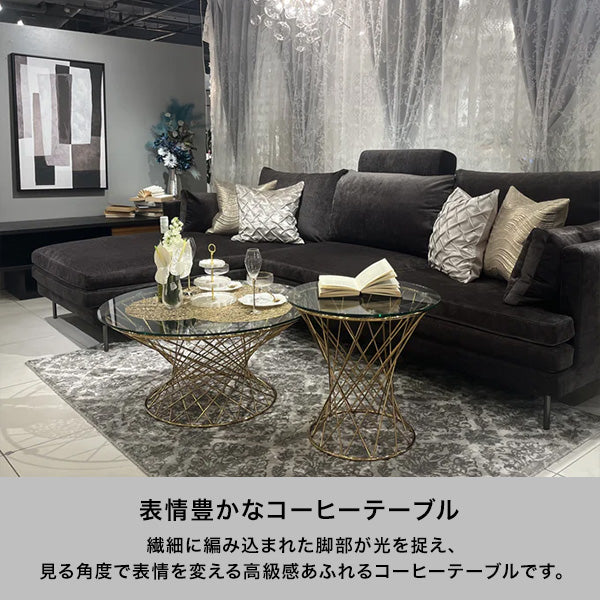 マーリア コーヒーテーブル クリア×ブラック（φ800） | Francfranc