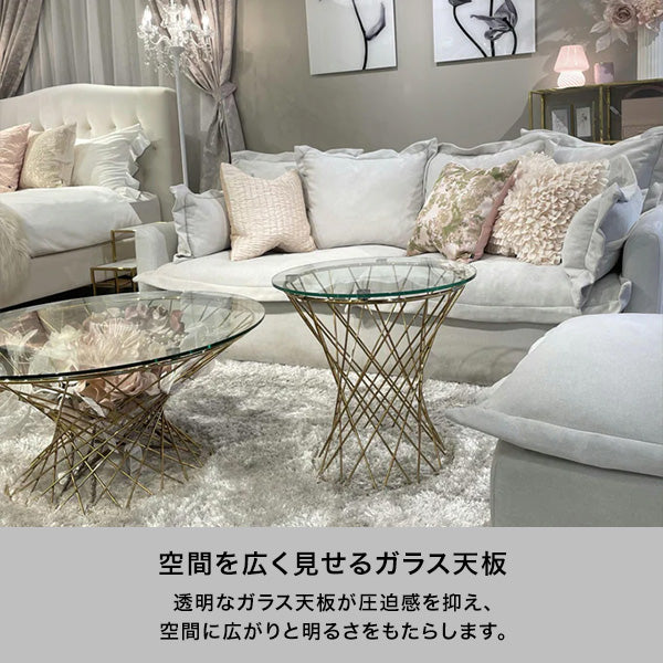 マーリア コーヒーテーブル クリア×ブラック（φ800） | Francfranc