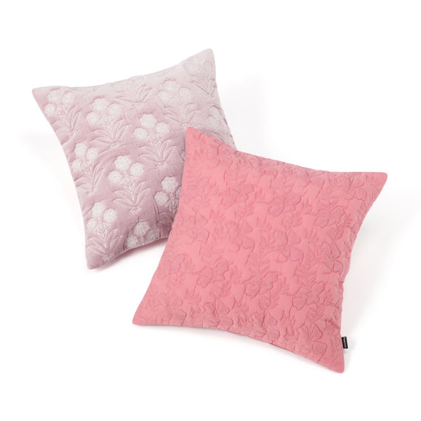 ベルベット EMB クッションカバー 450×450 ピンク（B-092