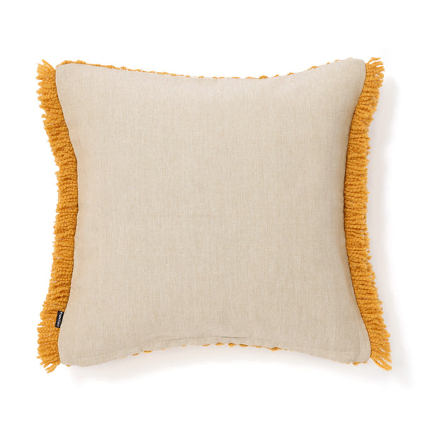 ワッフルフリンジ クッションカバー 45×45 イエロー（084
