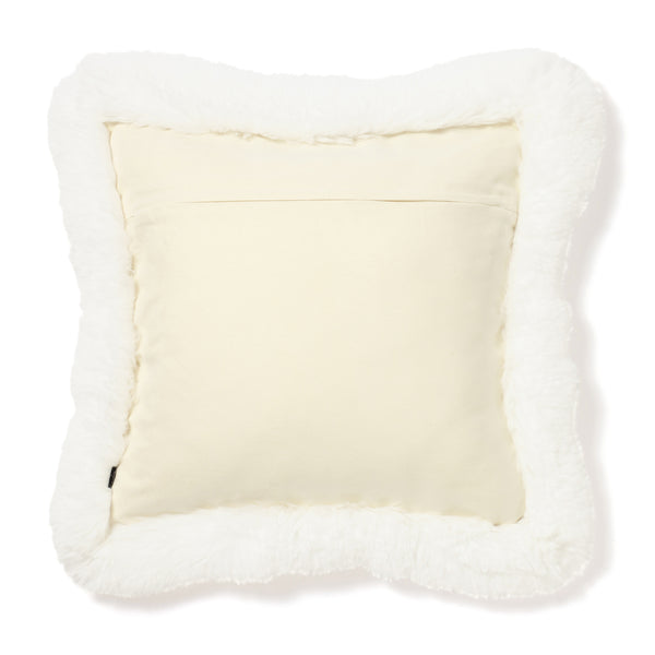 ツイード×ファー クッションカバー 450×450 ホワイト（055