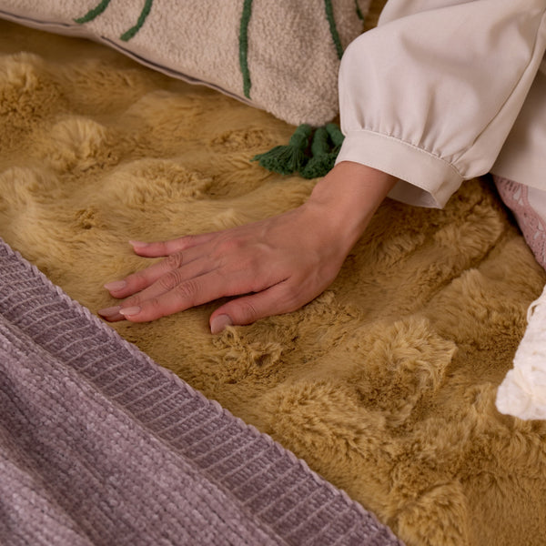 WARMY ポコモコファー 掛け布団カバー セミダブル イエロー