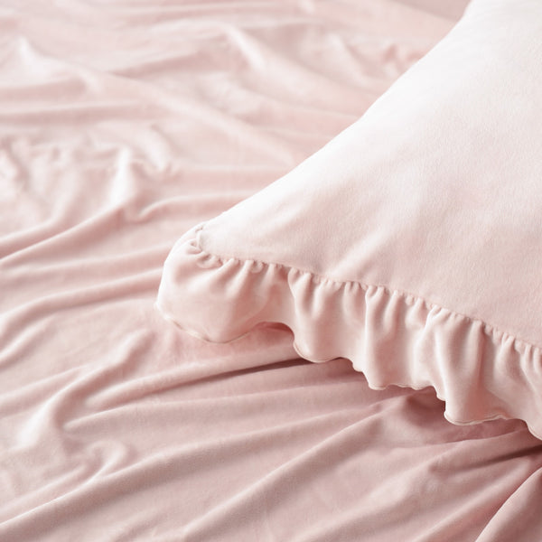 WARMY アルガンオイル加工 フリル 掛け布団カバー シングル ピンク