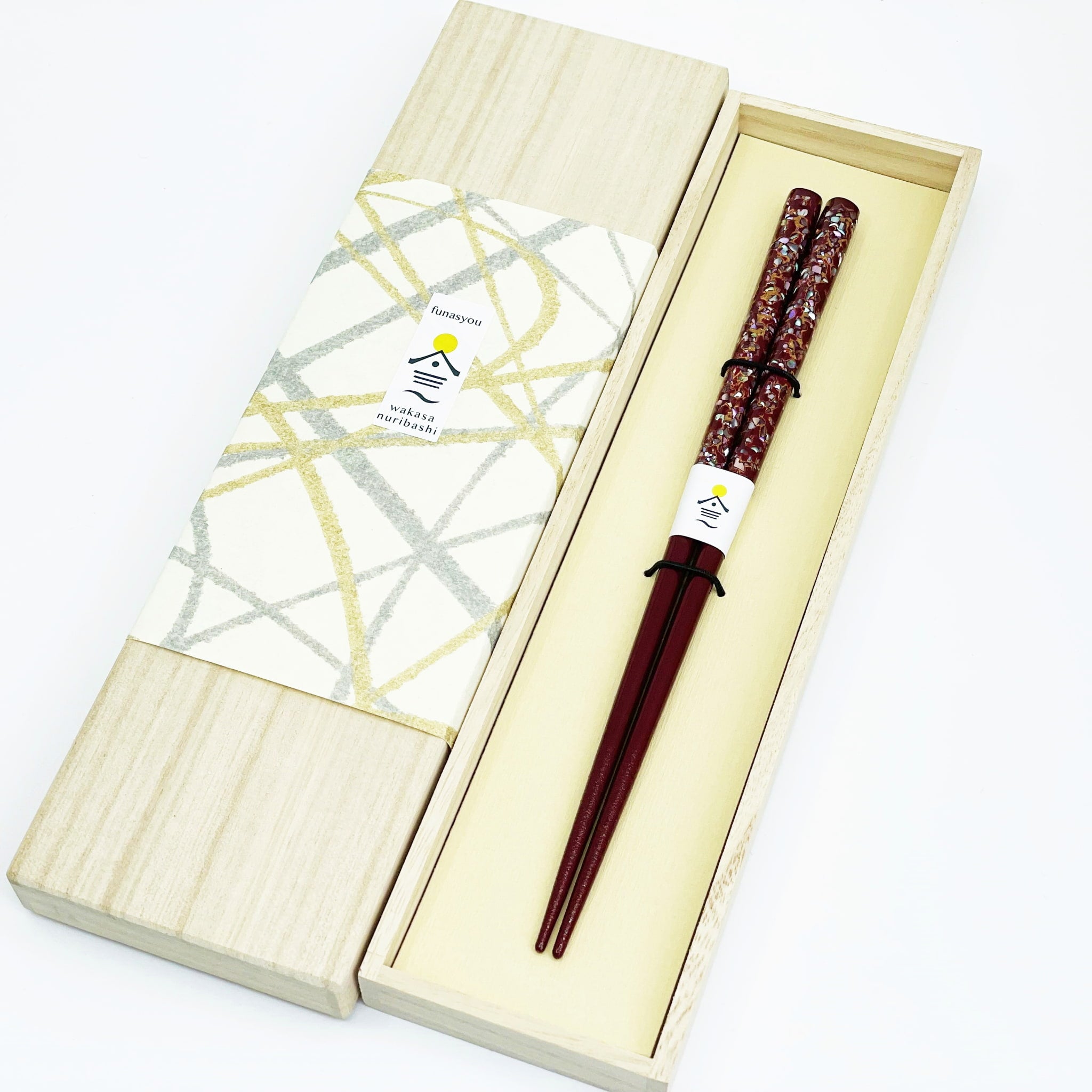 貝氷河 伝統工芸若狭塗箸（螺鈿）桐箱入り – 若狭塗箸 船商