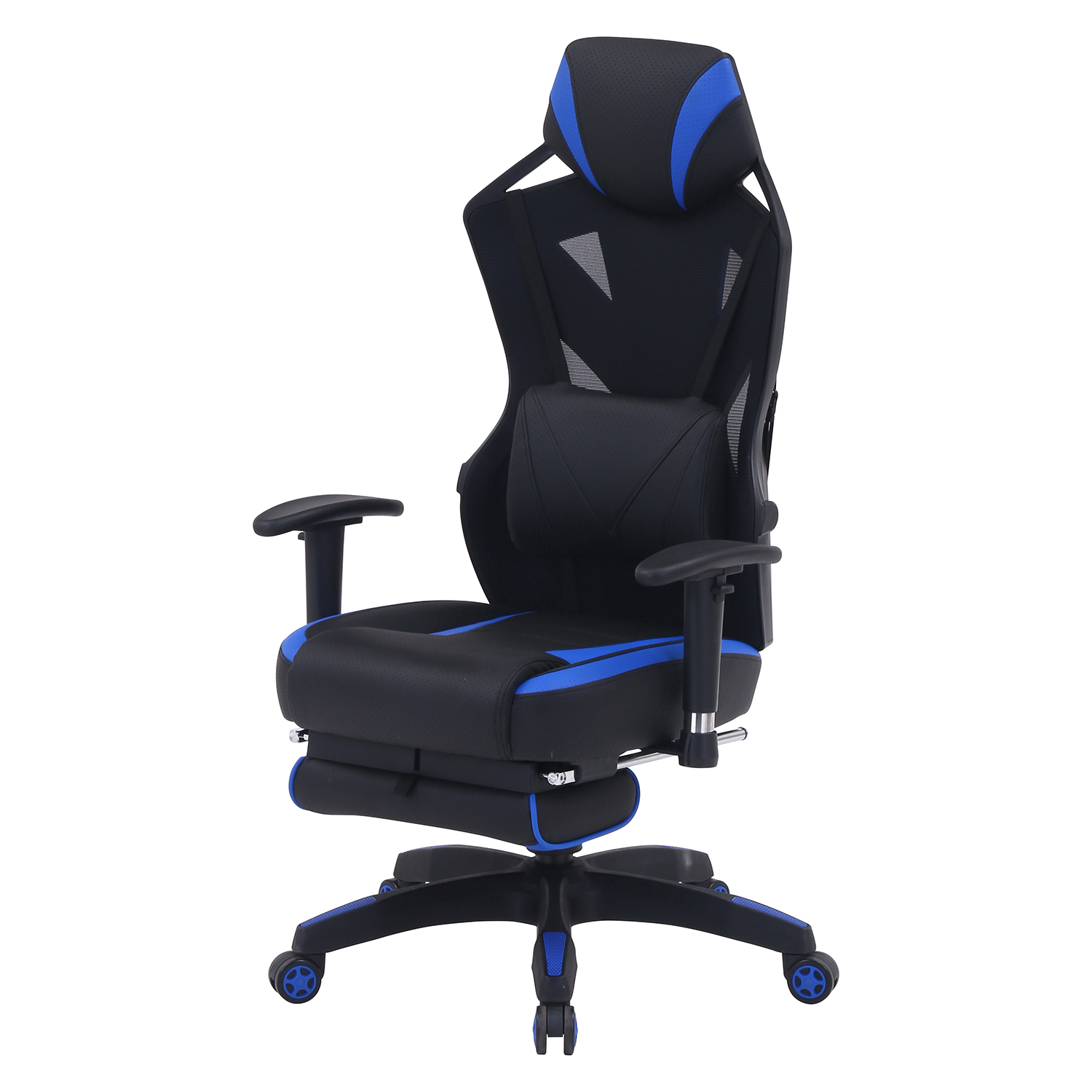 C/D:19430] メッシュゲーミングチェア レイズ フットレスト付きBL