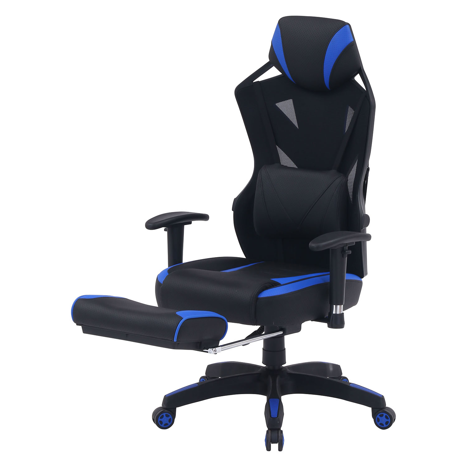 C/D:19430] メッシュゲーミングチェア レイズ フットレスト付きBL