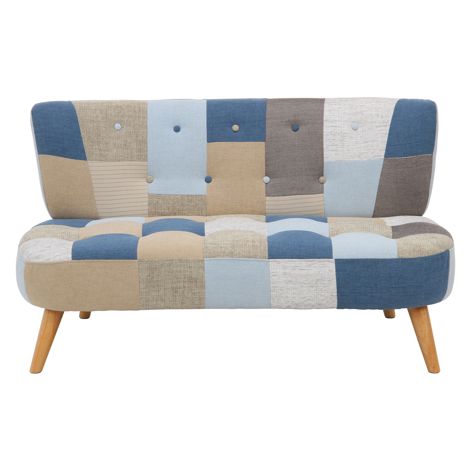 C/D:33368] ソファ2p デイジーパッチワークブルー ｜ ORDERING SHOP