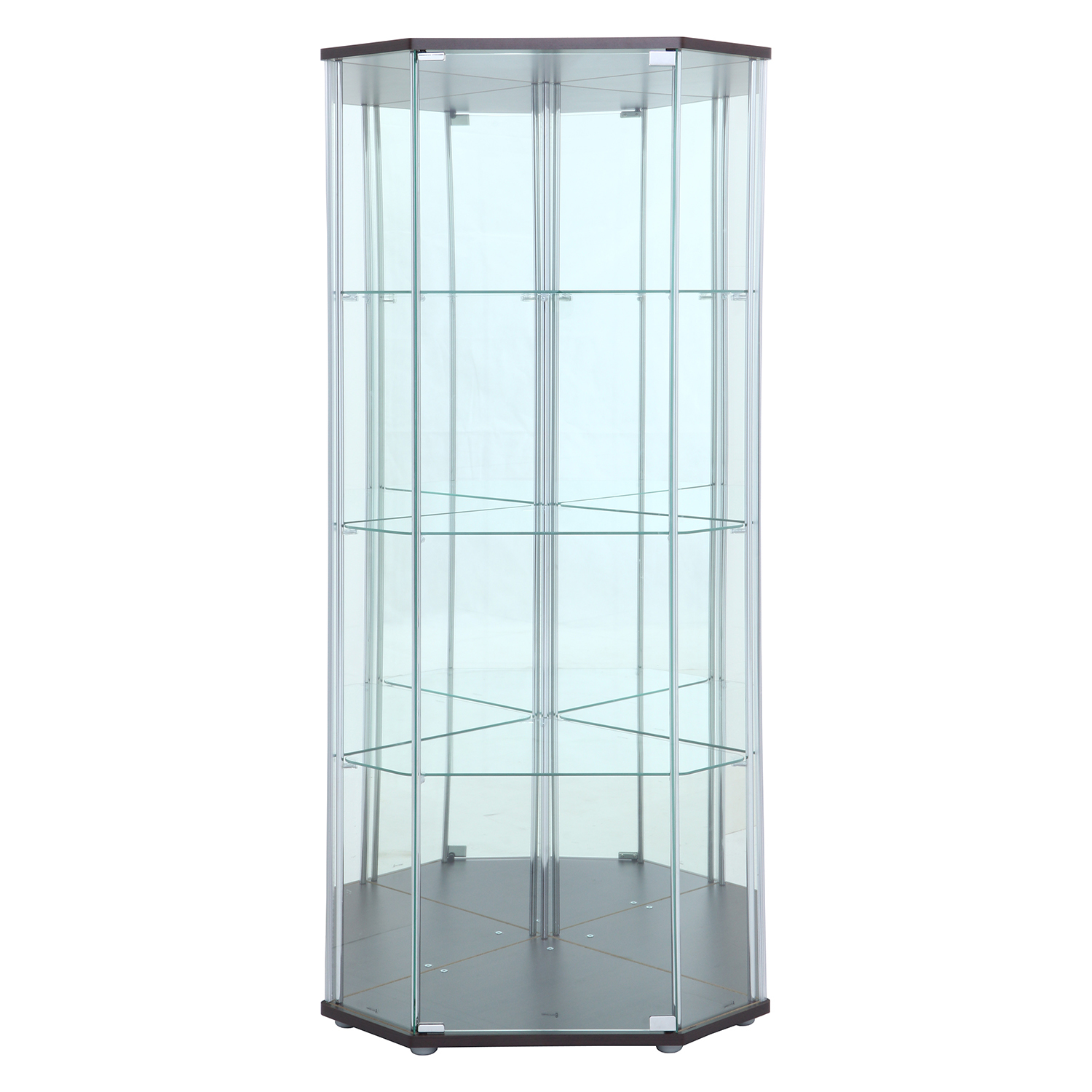 C/D:98846] ガラスコレクションケース コーナータイプ（背面ミラー付き