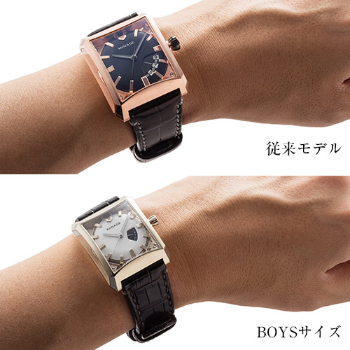 MINASE】腕時計「FIVE WINDOWS midsize」クロコダイルレザーバンド