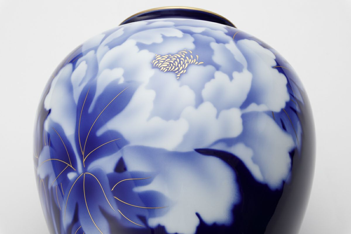 ルリ牡丹 F型9号花生 | 有田焼 深川製磁｜公式オンラインストア