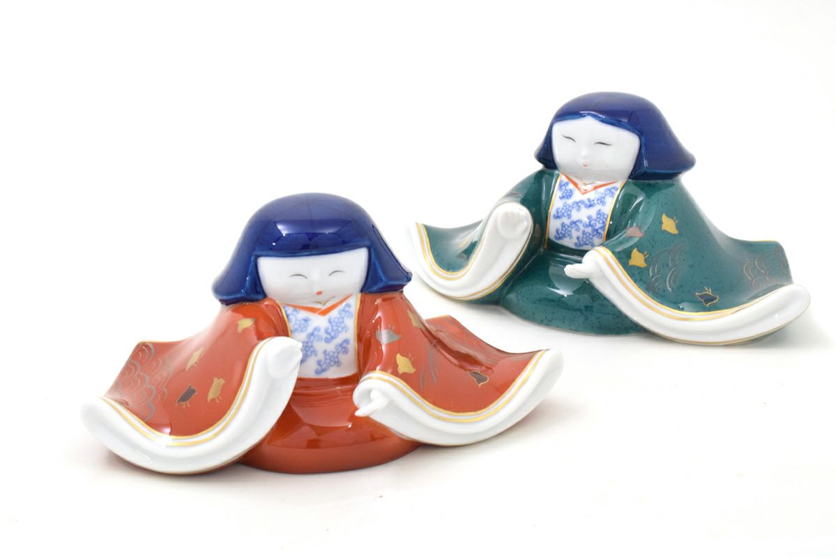 深川製磁 お雛様 陶器 男雛女雛 一対 採色あり 美品 深川製磁 お雛様