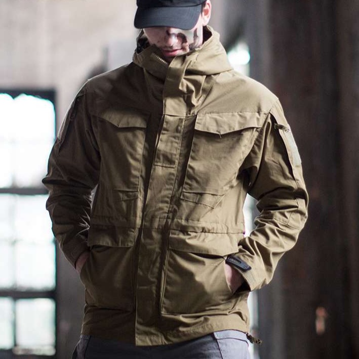 防水フード付きミリタリージャケット m-65タイプ|ミリタリージャケット