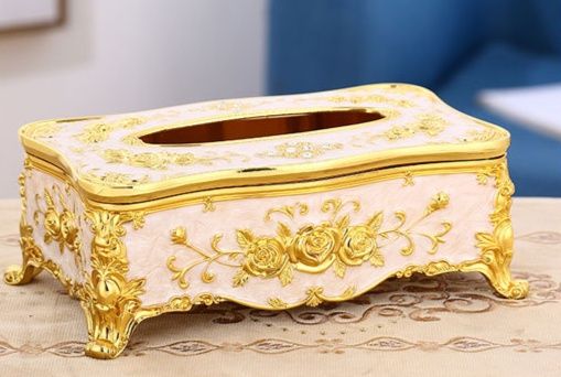 ティッシュケース 薔薇彫刻装飾アルミティッシュケース アルミ