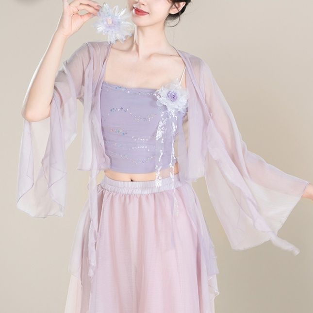 シフォン社交ダンスドレス二点セットアップ モダン|社交 ダンス ドレス