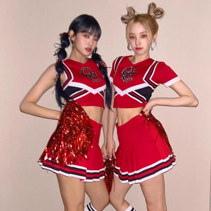 ダンス衣装 ポンポン付き チアリーダー 衣装セット チアダンス|ダンス