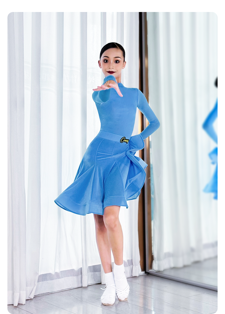 ダンス衣装 ダンス衣装 優美フリルラテンワンピース 社交|ダンス衣装