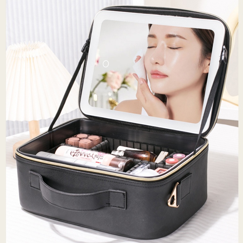 キルティング模様のメイクボックス メイク ボックス 黒|メイクボックス
