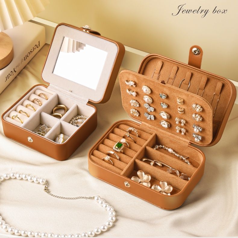 レザー ブラウンジュエリーボックス 収納アクセサリーケース