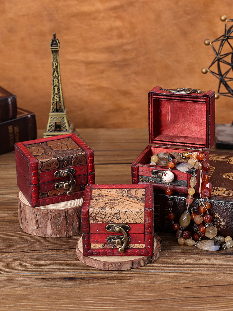 ミニジュエリーボックス 古地図模様の小箱 アンティーク|ジュエリー