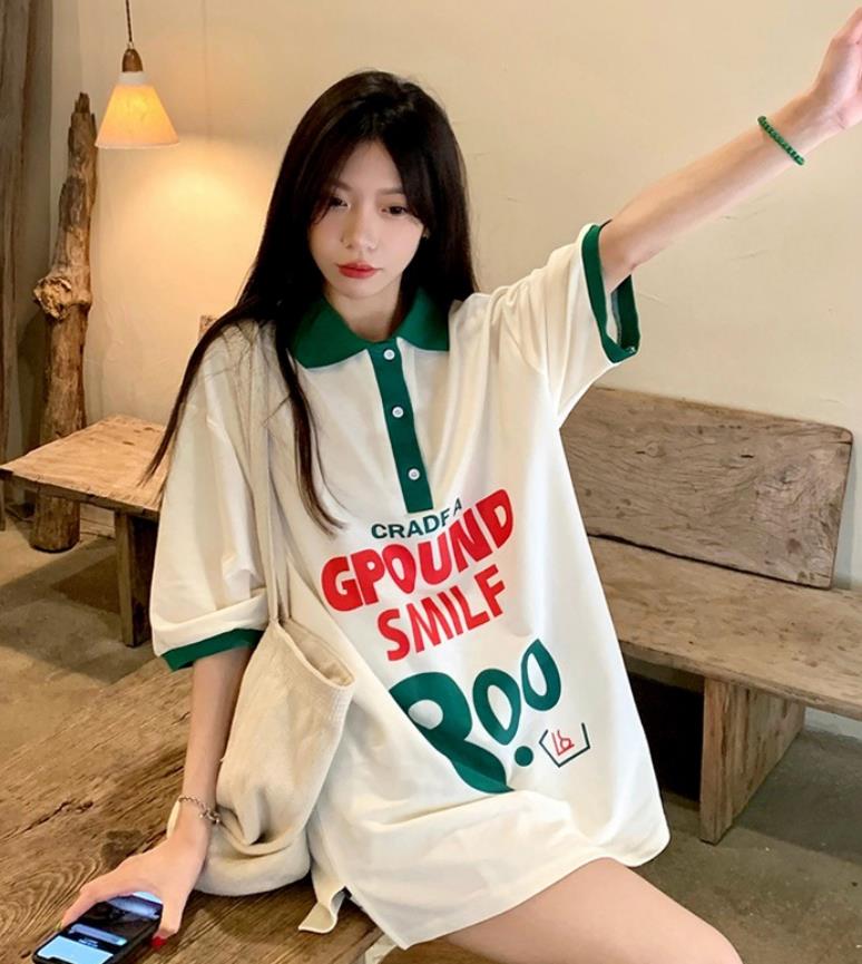 ポロシャツ レディース 春夏新作 レディース 半袖 文字プリント