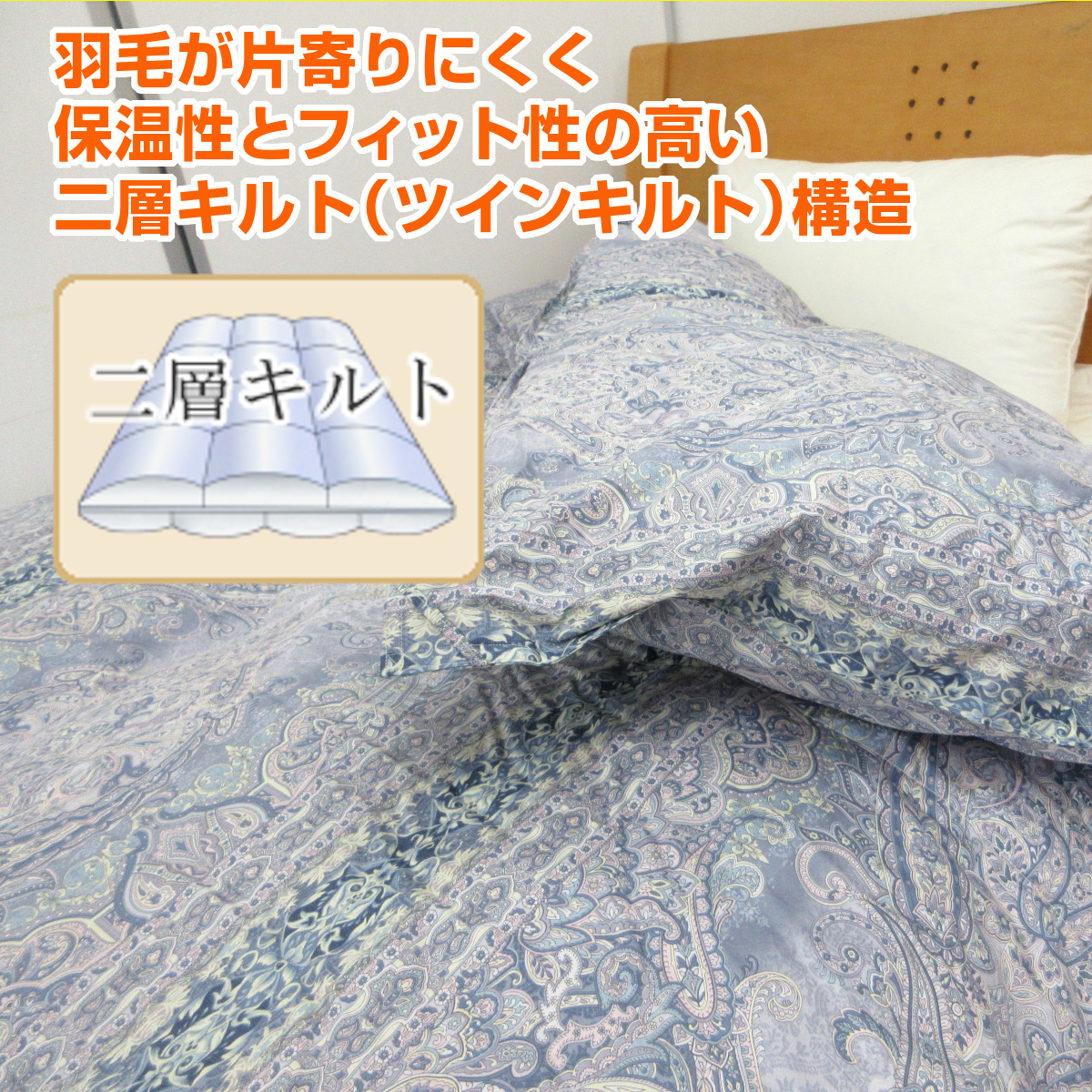 モリリン ハンガリー産ダウン90%羽毛布団 シングルロング クラシックブルー モリリン ハンガリー産ダウン90%羽毛布団 シングルロング クラシック