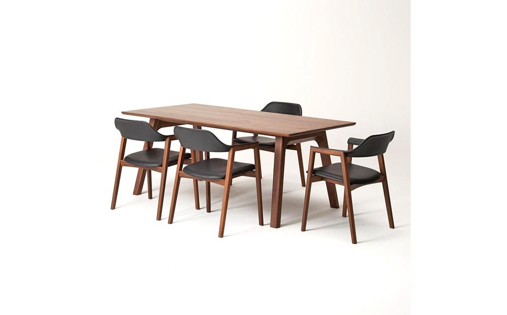 旭川家具 カンディハウス TEN ソリッドテーブル&アームチェアー4脚