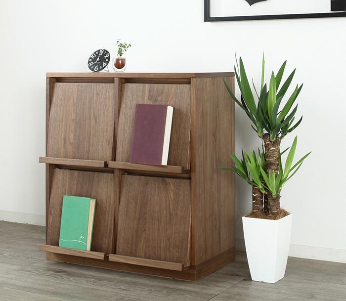 大川家具 ソプラ 76cm マガジンラック 本棚 2列2段 天然木