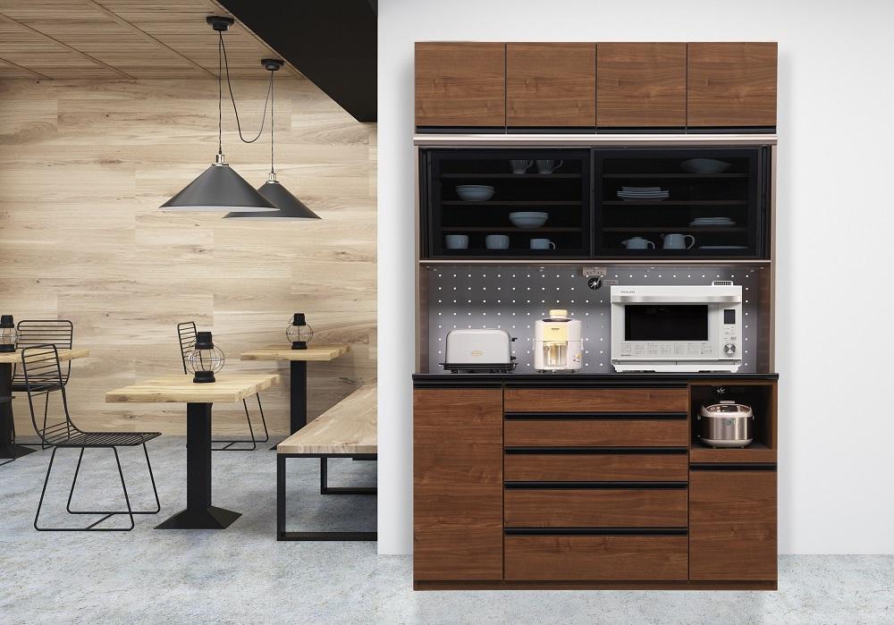 ブラウン）【開梱設置】 シャロン オープンボード 上置き付 幅160cm