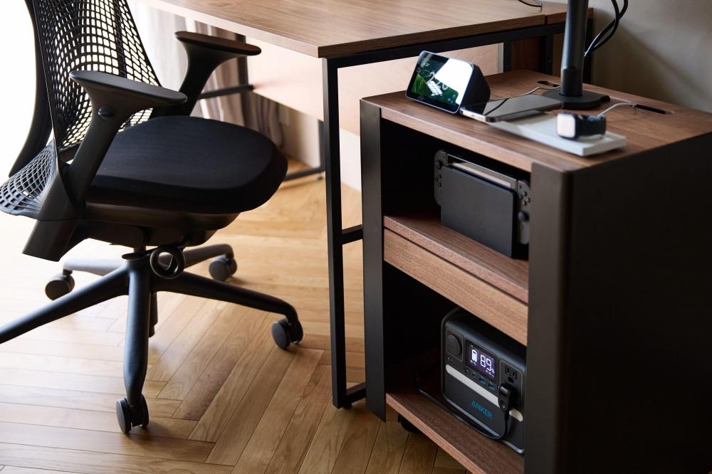 在宅ワーク専用ワゴン WAAKwagon CUBE ウォールナット/マットブラック