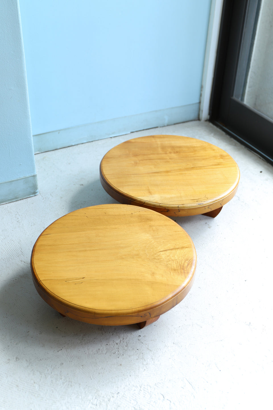 無垢材 ラウンドローテーブル 花台 ちゃぶ台/Round Low Table Solid