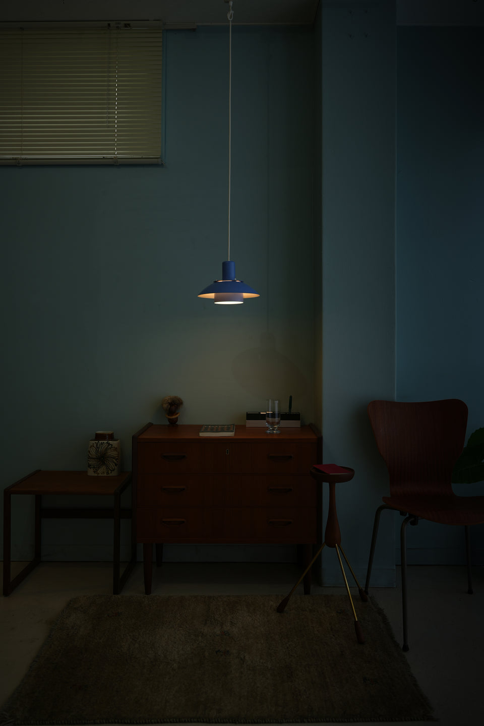 ホーン ペンダントライト ブルー デンマークヴィンテージ 照明 北欧