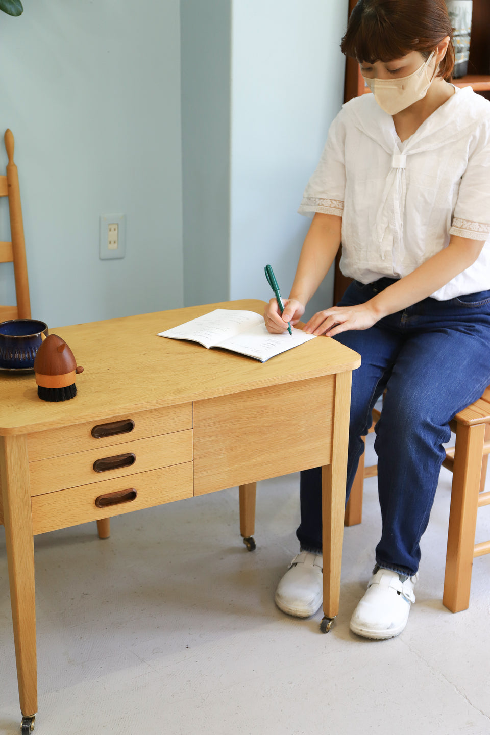 北欧ヴィンテージ ソーイングワゴン サイドテーブル オーク材