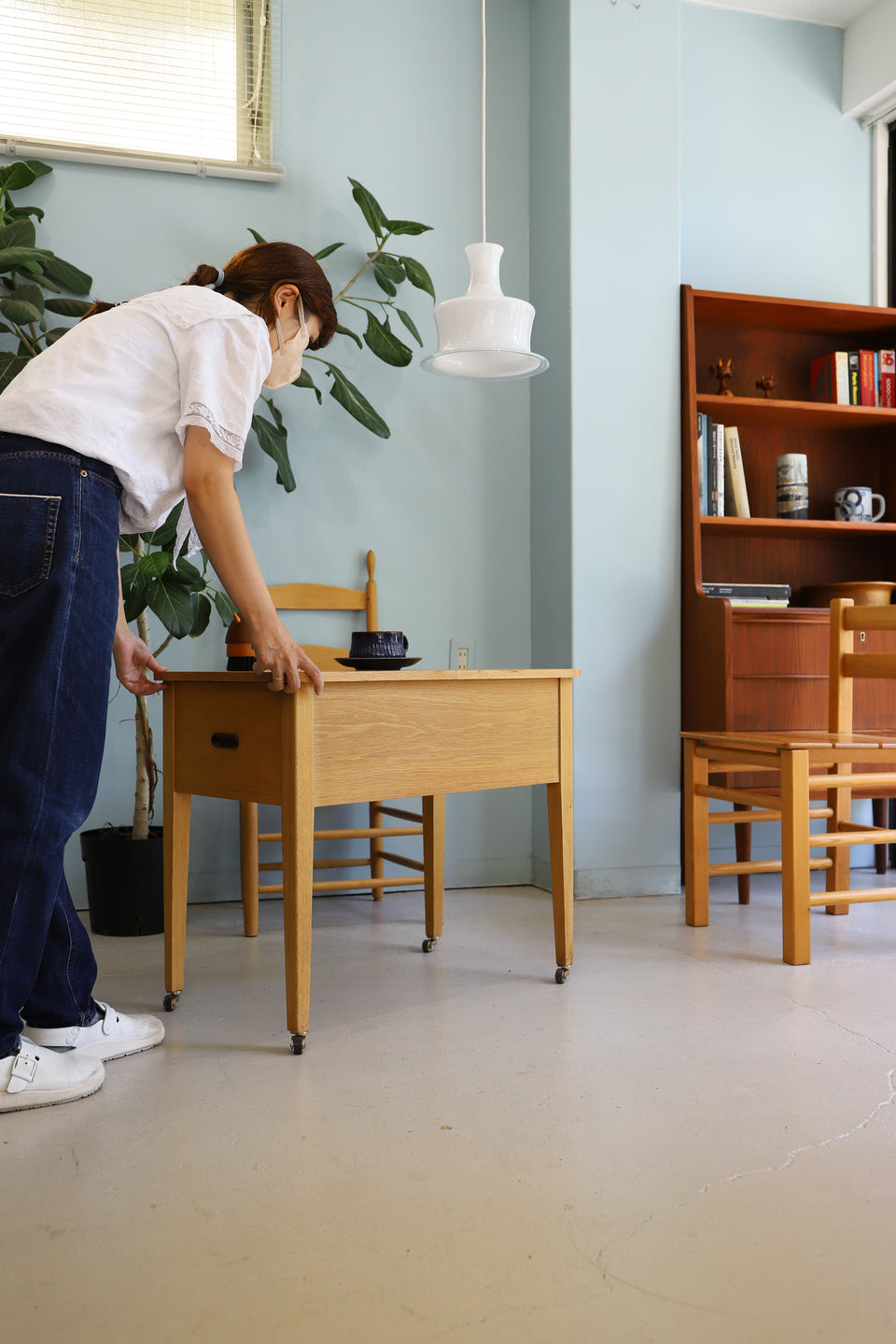 北欧ヴィンテージ ソーイングワゴン サイドテーブル オーク材