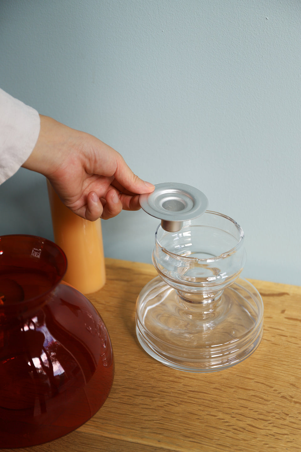 北欧ヴィンテージ キャンドルホルダー ガラス 燭台 ミッドセンチュリー