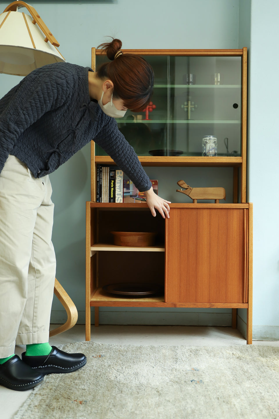 古家具ビンテージ品◾️オーク材突板 引き出し5杯 整理棚 収納棚 木製