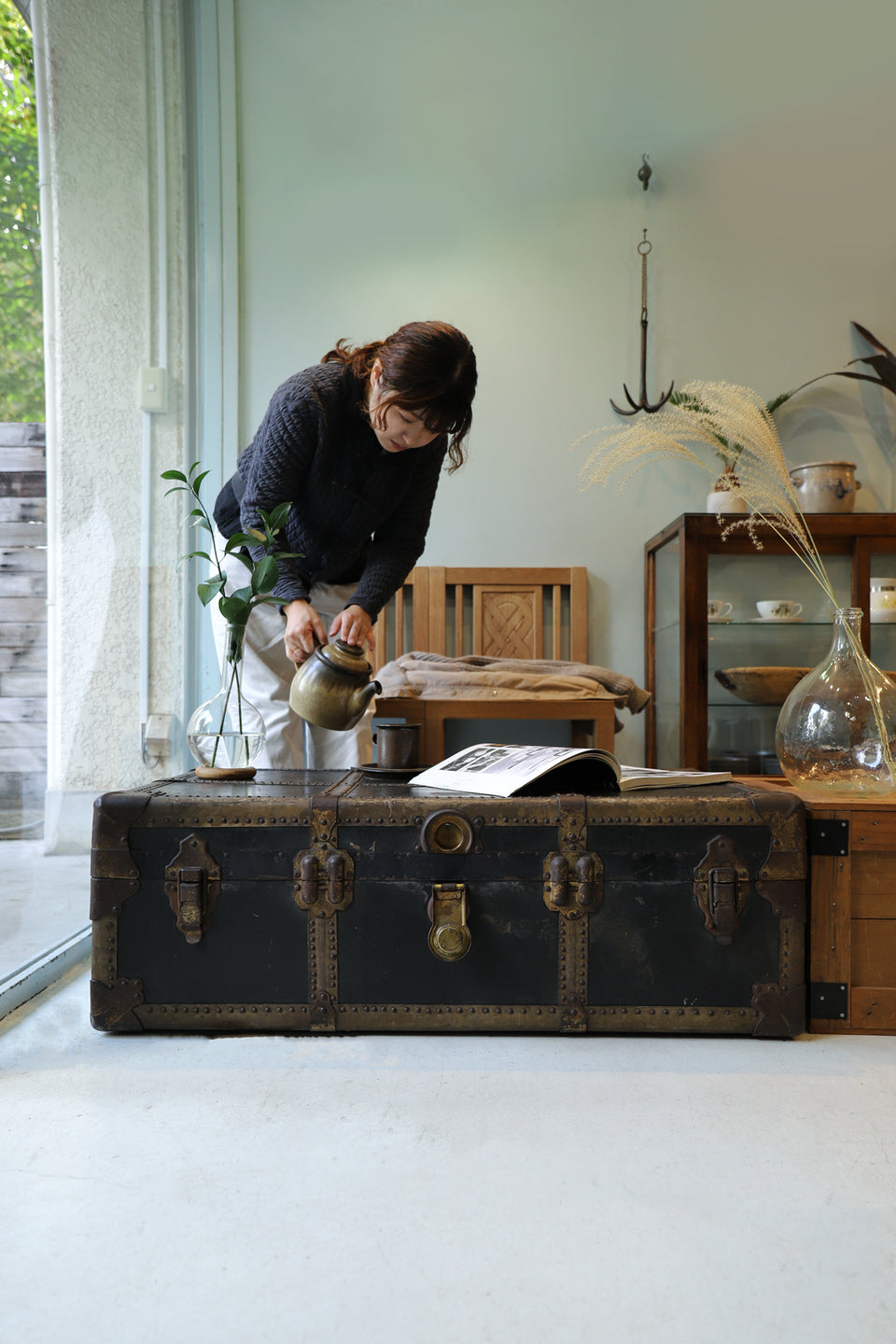 アメリカ アンティーク スチーマートランク スーツケース ディスプレイ