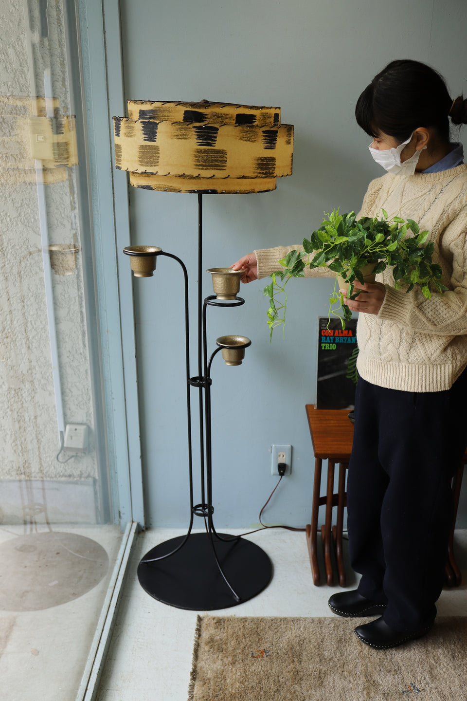 アメリカヴィンテージ フロアスタンド ランプ プランター ミッド