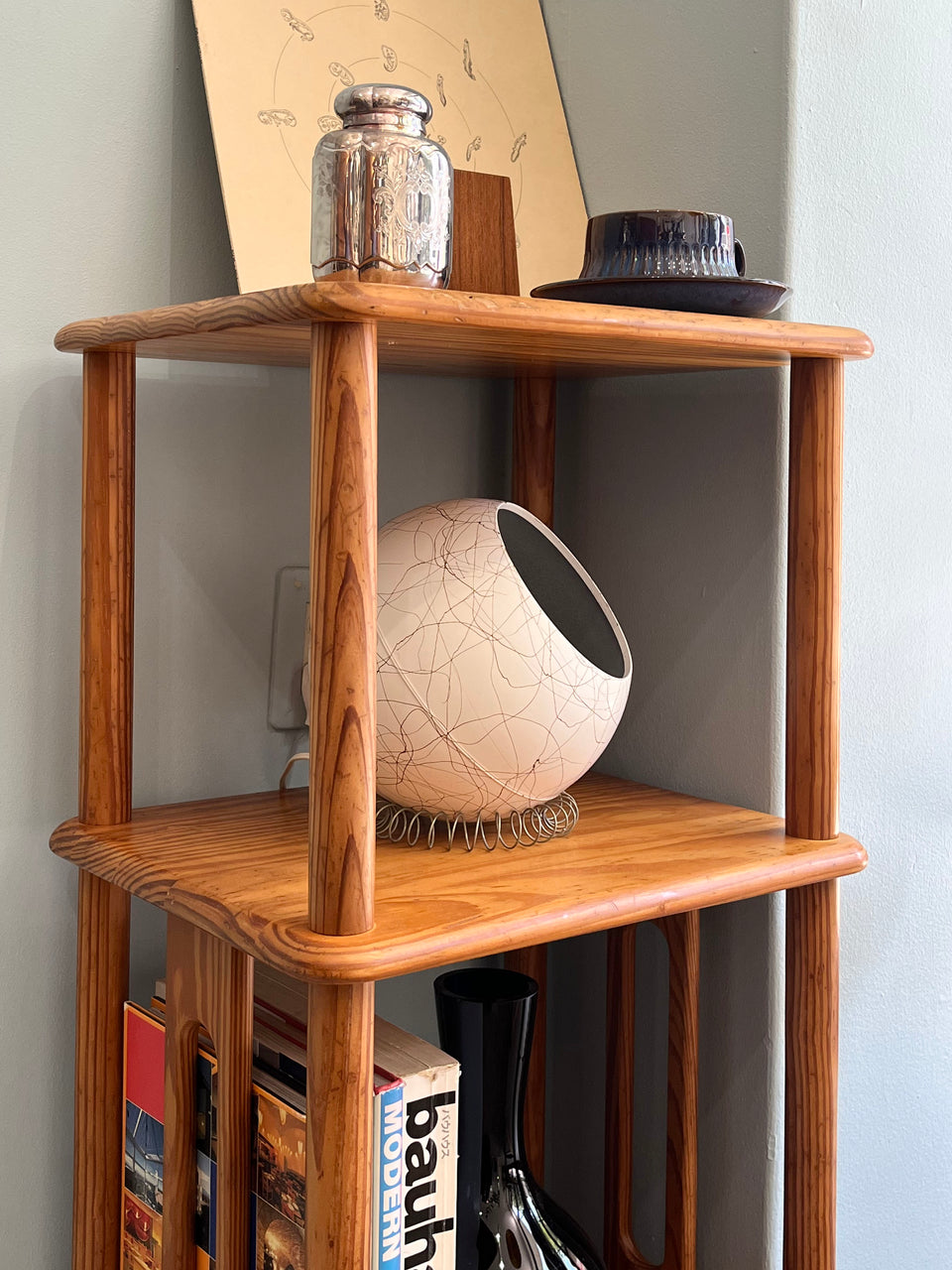 1970's ヴィンテージ コロニアル ウッド サイド オープン ラック 2段