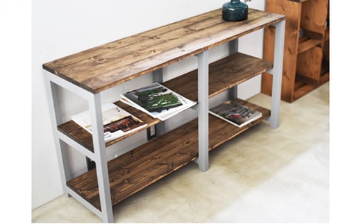 3段シェルフ (グレー)【シェルフ ラック 木製 ディスプレイ 棚 ラック